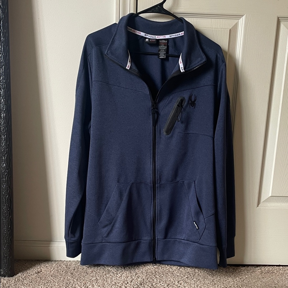 Spyder Dark Blue Full-Zip Jacket with Chest Logo